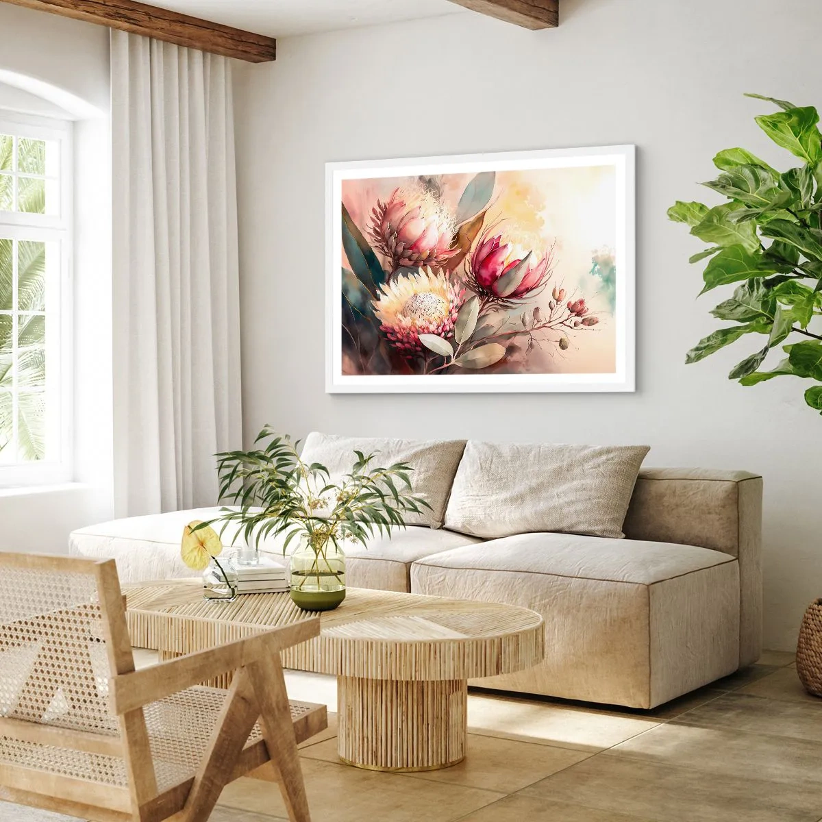 Póster en marco blanco - De perfil y de frente - 100x70 cm