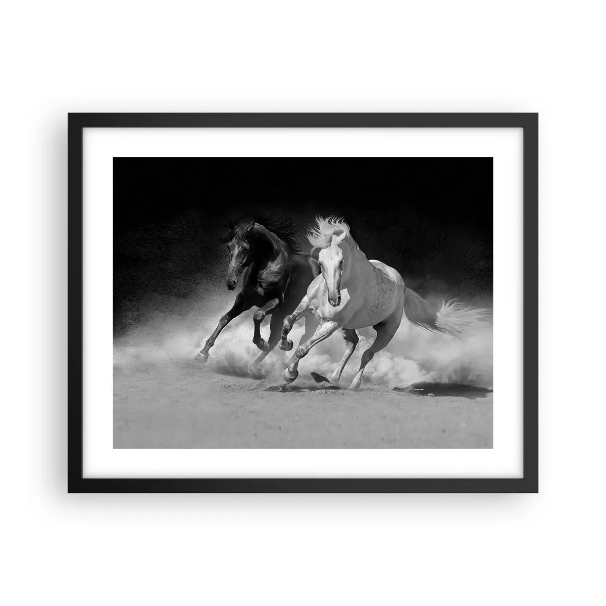 Póster en marco negro - El galope de la libertad - 50x40 cm