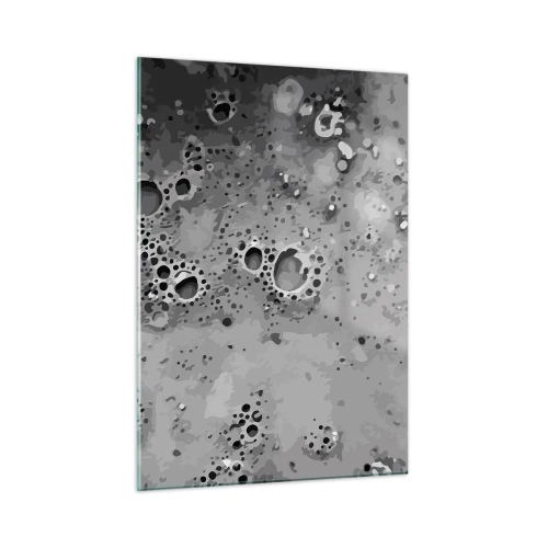 Cuadro sobre vidrio - Impresiones sobre Vidrio - Un patrón abstracto que se asemeja a la superficie de la luna en tonos de gris. - 50x70cm - Como un paisaje lunar - Decoración de pared moderna para salón y dormitorio ARTTOR