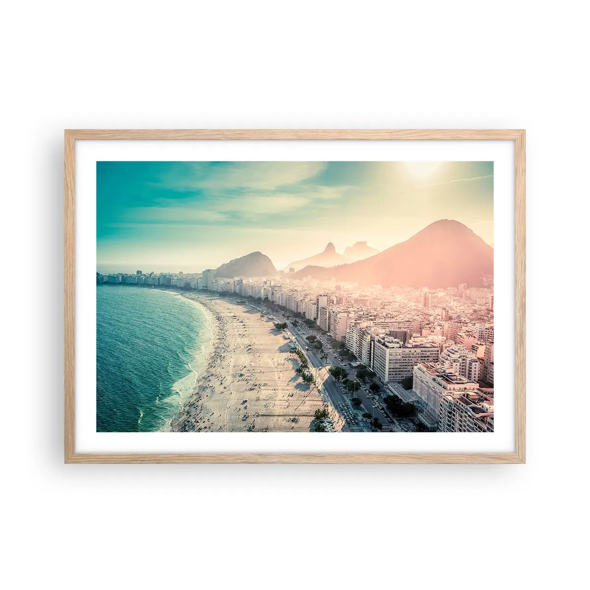 Póster en marco roble claro - Vacaciones perpetuas en Río - 70x50 cm