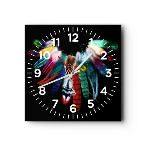 Reloj de pared - Reloj de vidrio - Collar indio - 40x40 cm