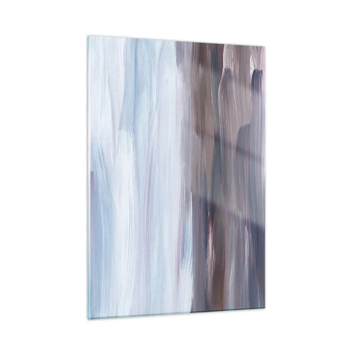 Cuadro sobre vidrio - Impresiones sobre Vidrio - Rayas horizontales de agua en tonos azules y marrones en un estilo abstracto. - 50x70cm - Elementos: agua - Decoración de pared moderna para salón y dormitorio ARTTOR