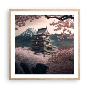 Póster en marco roble claro - Tierra de cerezos en flor - 60x60 cm