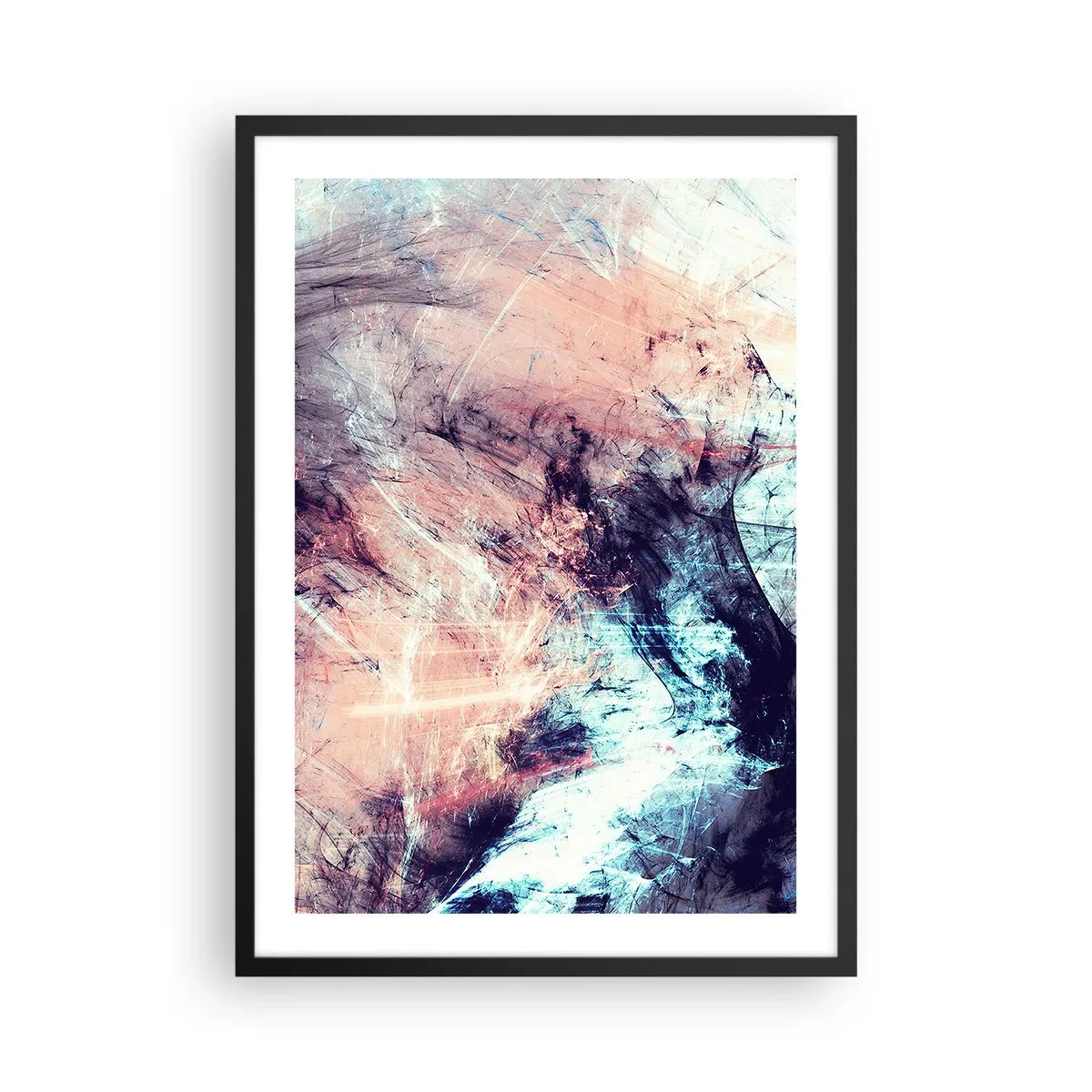 Póster en marco negro - Abstracción en tonos pastel y oscuros. - 50x70cm - Siente el viento - Decoración de pared moderna para salón y dormitorio ARTTOR