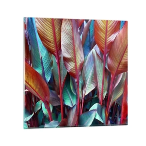 Cuadro sobre vidrio - Impresiones sobre Vidrio - Un matorral de colores - 70x70 cm