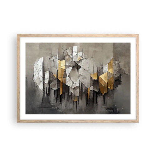 Póster en marco roble claro - Composición hecha de hielo y luz - 70x50 cm