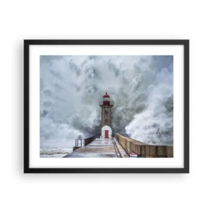 Póster en marco negro - El rugido de las aguas, la fuerza del viento - 50x40 cm