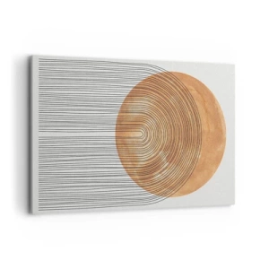 Cuadro sobre lienzo - Impresión de Imagen - Composición geométrica con círculos y líneas en colores cálidos. - 120x80cm - Una composición soleada - Decoración de pared moderna para salón y dormitorio ARTTOR