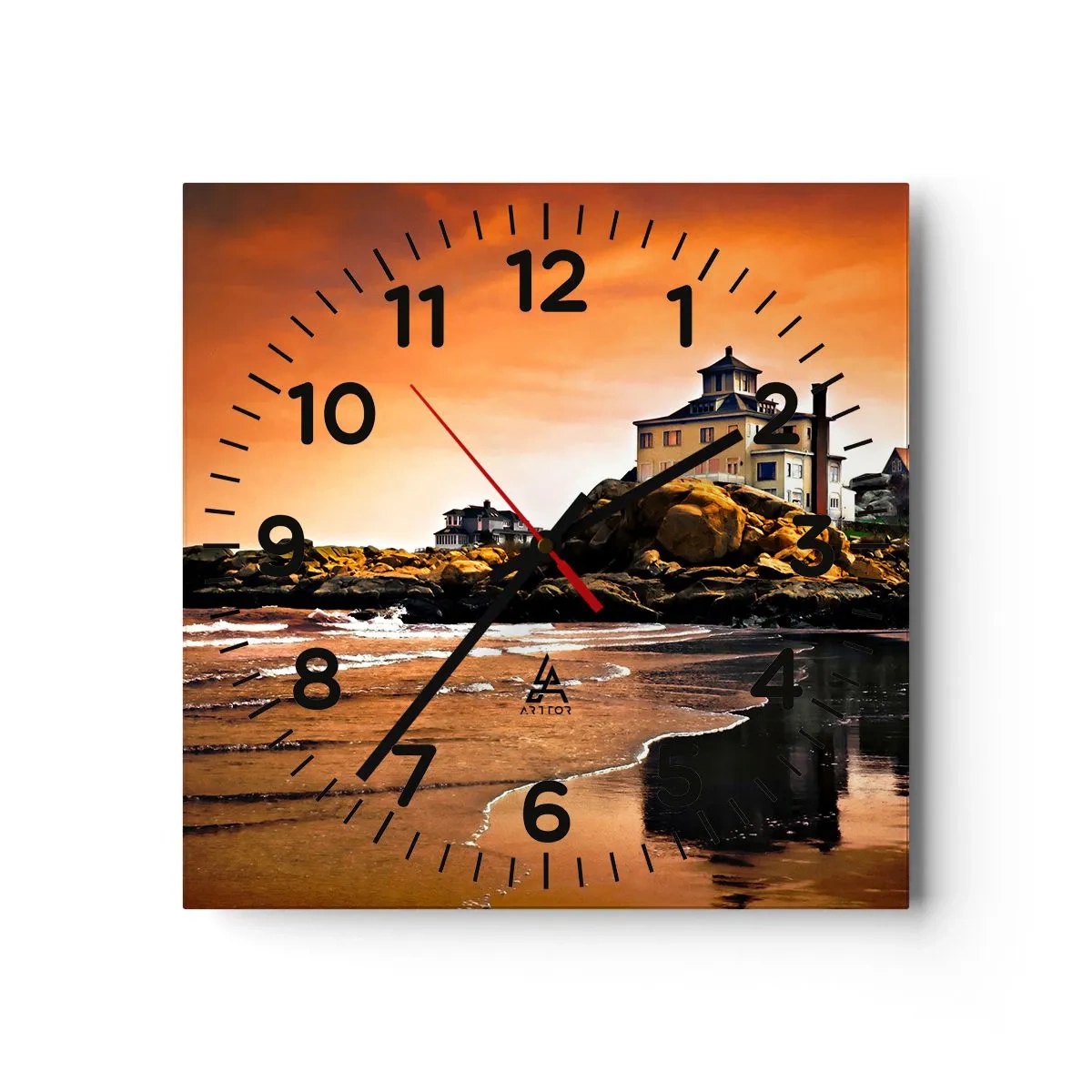Reloj de pared - Reloj de vidrio - La elegancia de la costa oeste - 40x40 cm