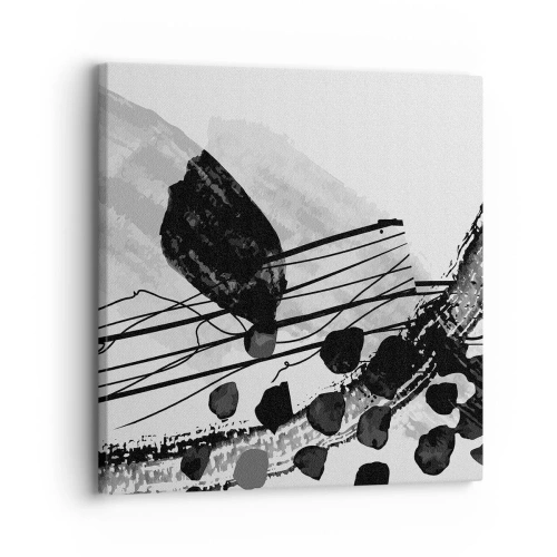 Cuadro sobre lienzo - Impresión de Imagen - Abstracción orgánica en blanco y negro - 30x30 cm