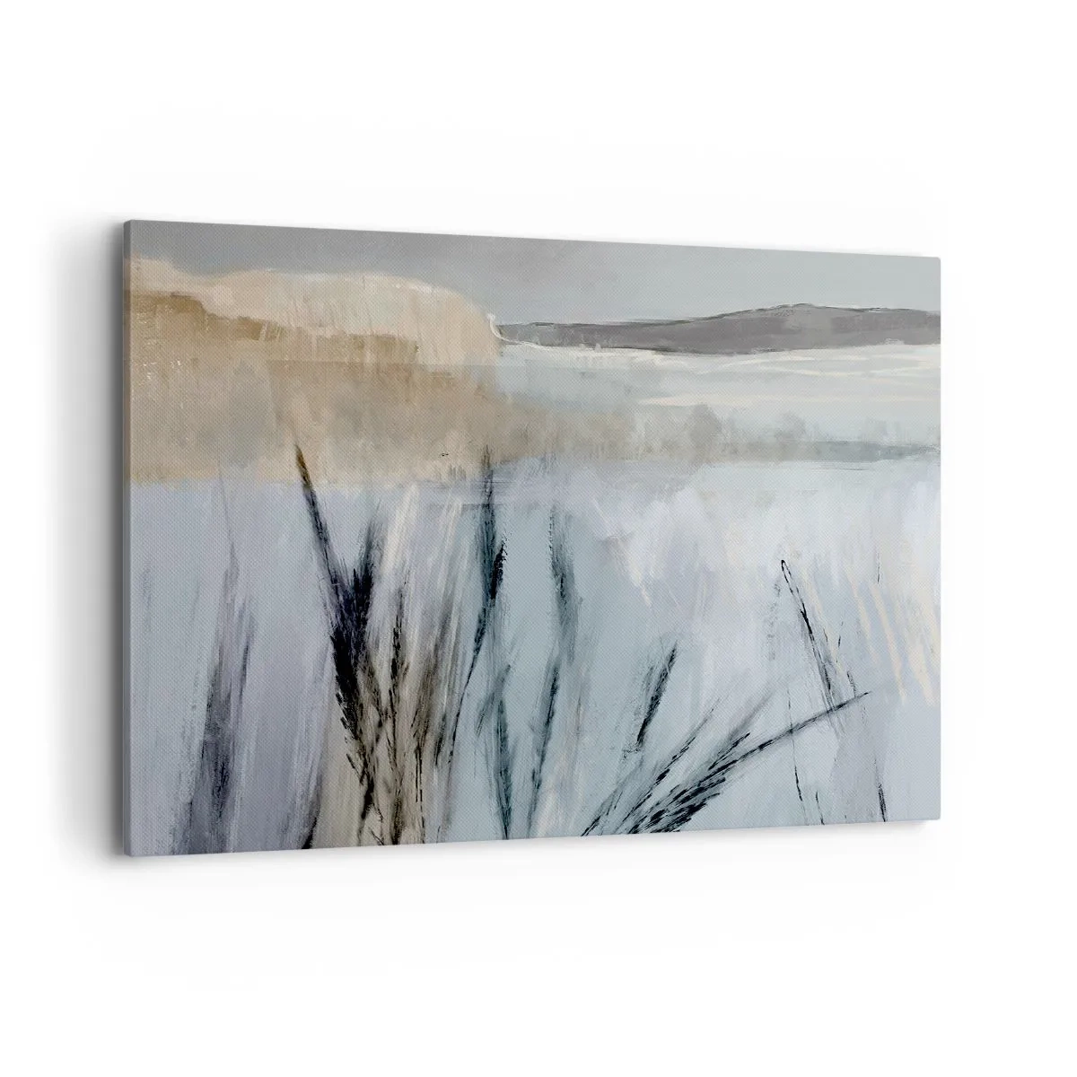 Cuadro sobre lienzo - Impresión de Imagen - Un pintoresco paisaje invernal con campos y pastos. - 100x70cm - Campos de invierno - Decoración de pared moderna para salón y dormitorio ARTTOR