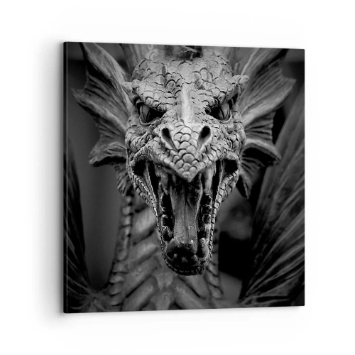 Cuadro sobre lienzo - Impresión de Imagen - Dragón de cuento de hadas en gris - 70x70 cm