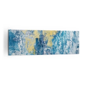 Cuadro sobre lienzo - Impresión de Imagen - Abstracción en tonos azules y amarillos - 160x50cm - Una abstracción serena - Decoración de pared moderna para salón y dormitorio ARTTOR