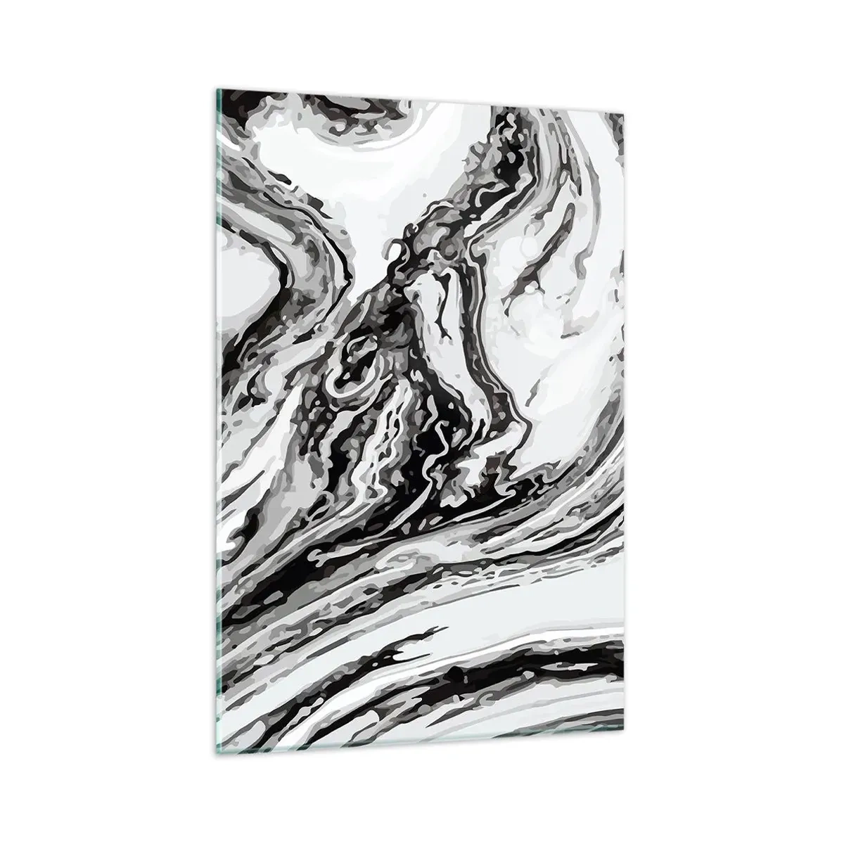 Cuadro sobre vidrio - Impresiones sobre Vidrio - Patrón de mármol abstracto en blanco y negro - 80x120cm - Al principio existía el caos - Decoración de pared moderna para salón y dormitorio ARTTOR