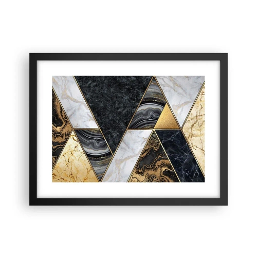 Póster en marco negro - Collage de piedras - 40x30 cm