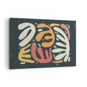 Cuadro sobre lienzo - Impresión de Imagen - Formas abstractas en colores cálidos sobre un fondo oscuro. - 120x80cm - Composición - Estoy a punto de atraparte - Decoración de pared moderna para salón y dormitorio ARTTOR