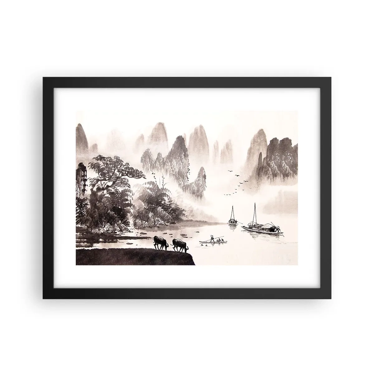 Póster en marco negro - La exótica vida cotidiana de Oriente - 40x30 cm