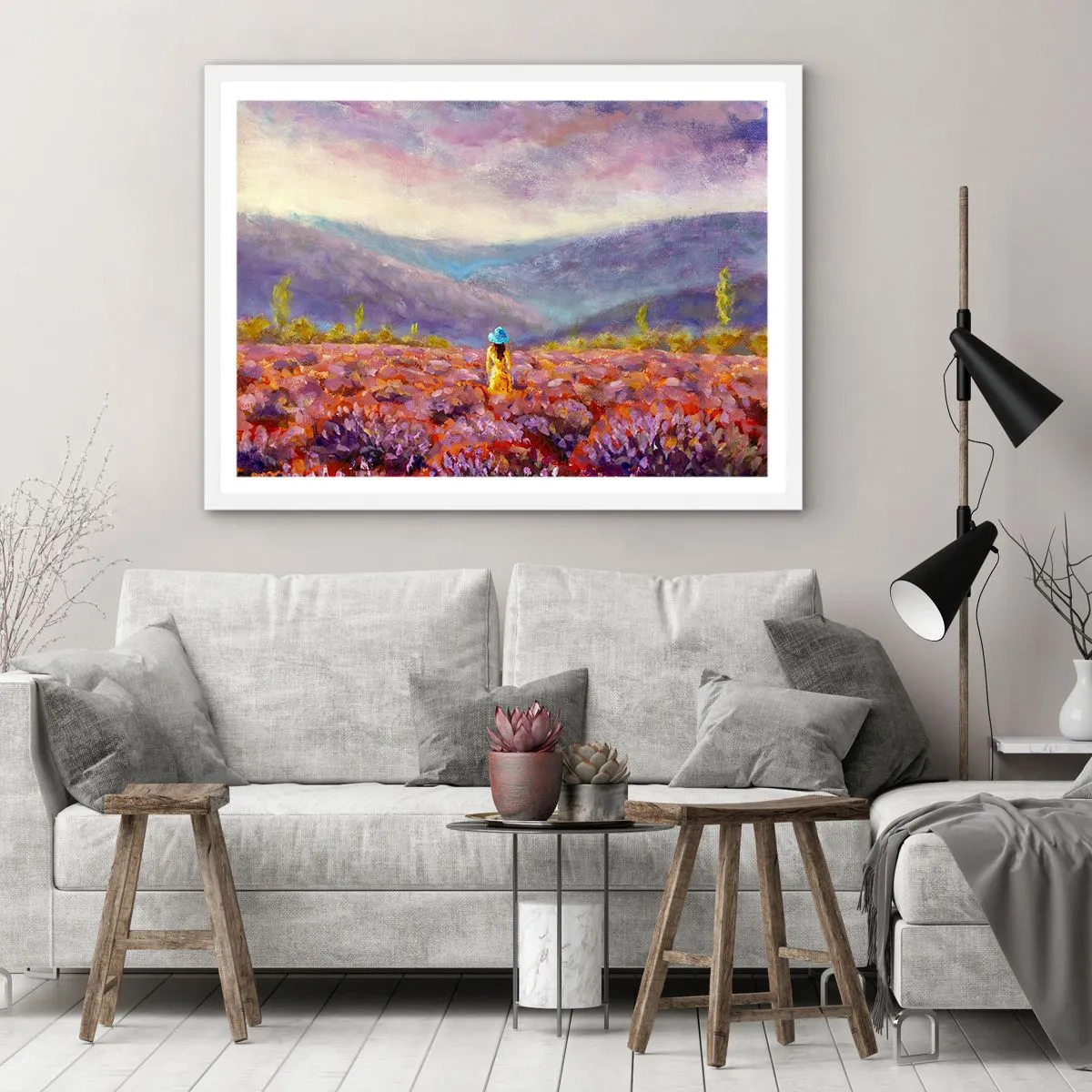 Póster en marco blanco - En un mundo de lavanda - 40x30 cm