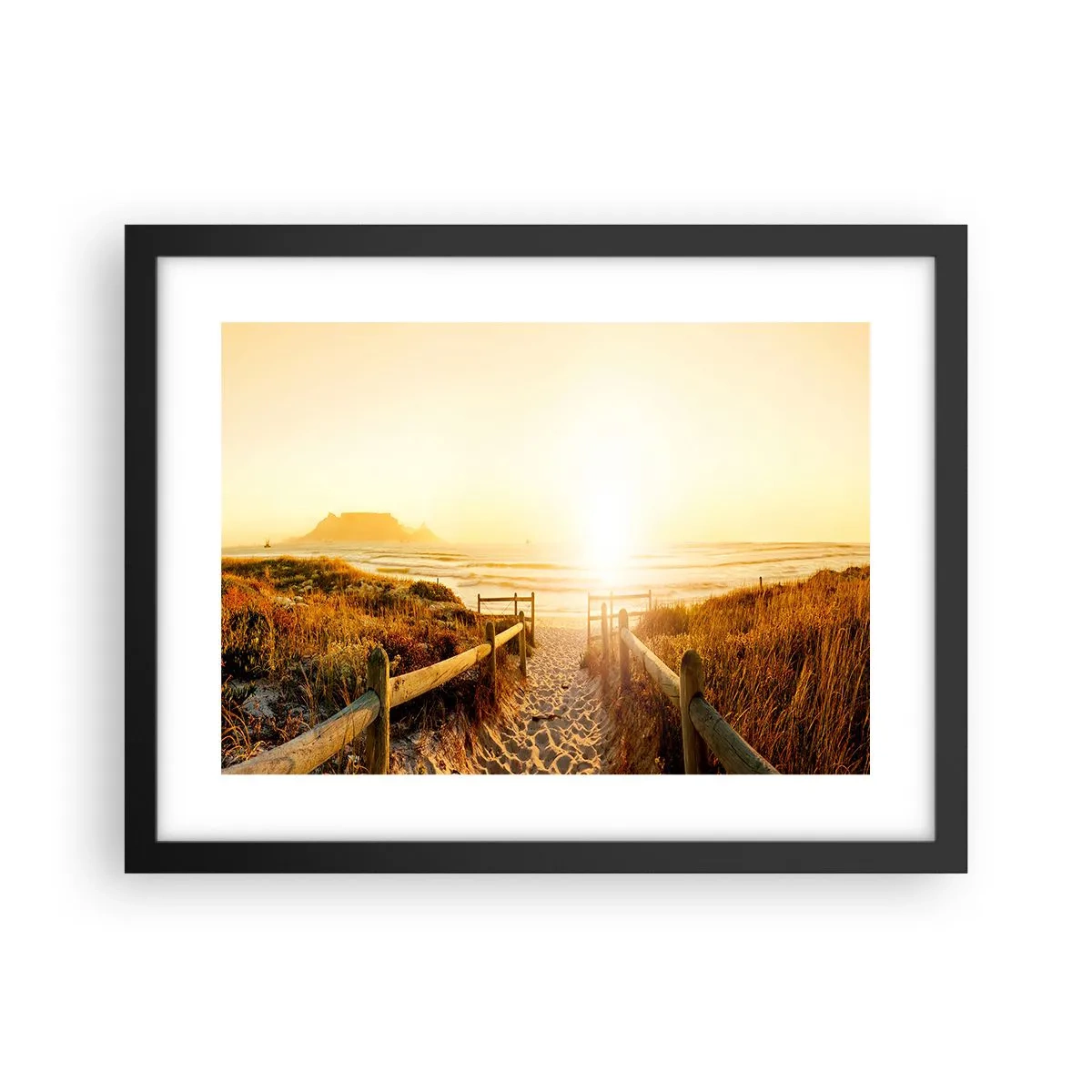 Póster en marco negro - A través de la duna, hacia el sol - 40x30 cm
