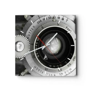 Reloj de pared - Reloj de vidrio - La lente de una cámara antigua - 30x30cm - Una historia de Hollywood - Decoración de pared moderna para salón y dormitorio ARTTOR