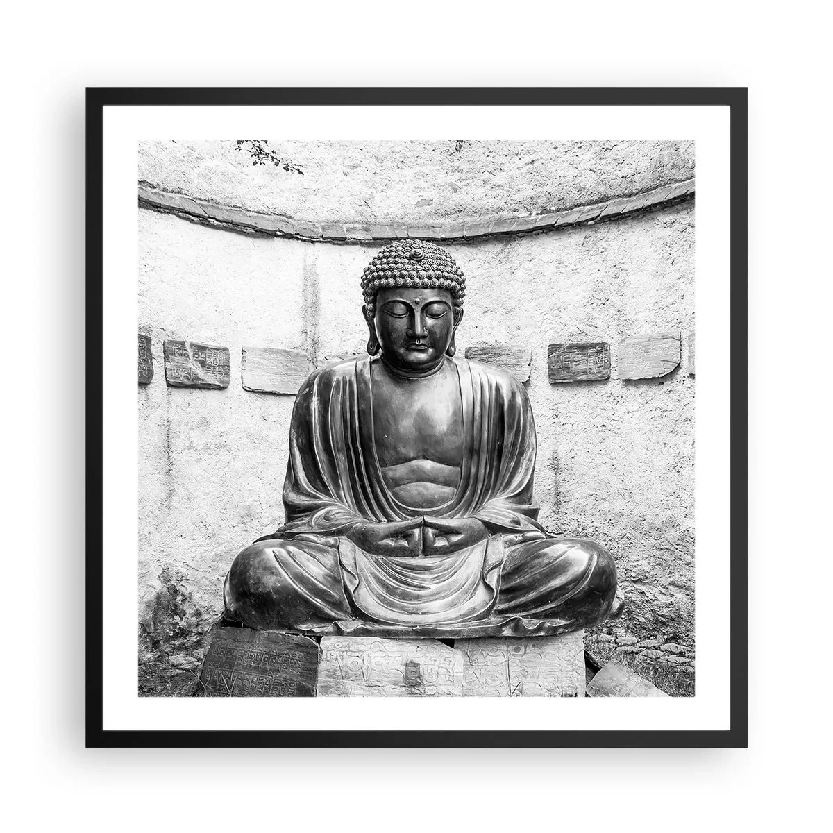 Póster en marco negro - En la fuente de la paz - 60x60 cm