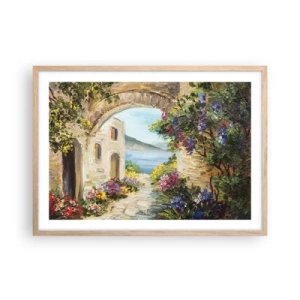 Póster en marco roble claro - El encanto del paisaje costero - 70x50 cm