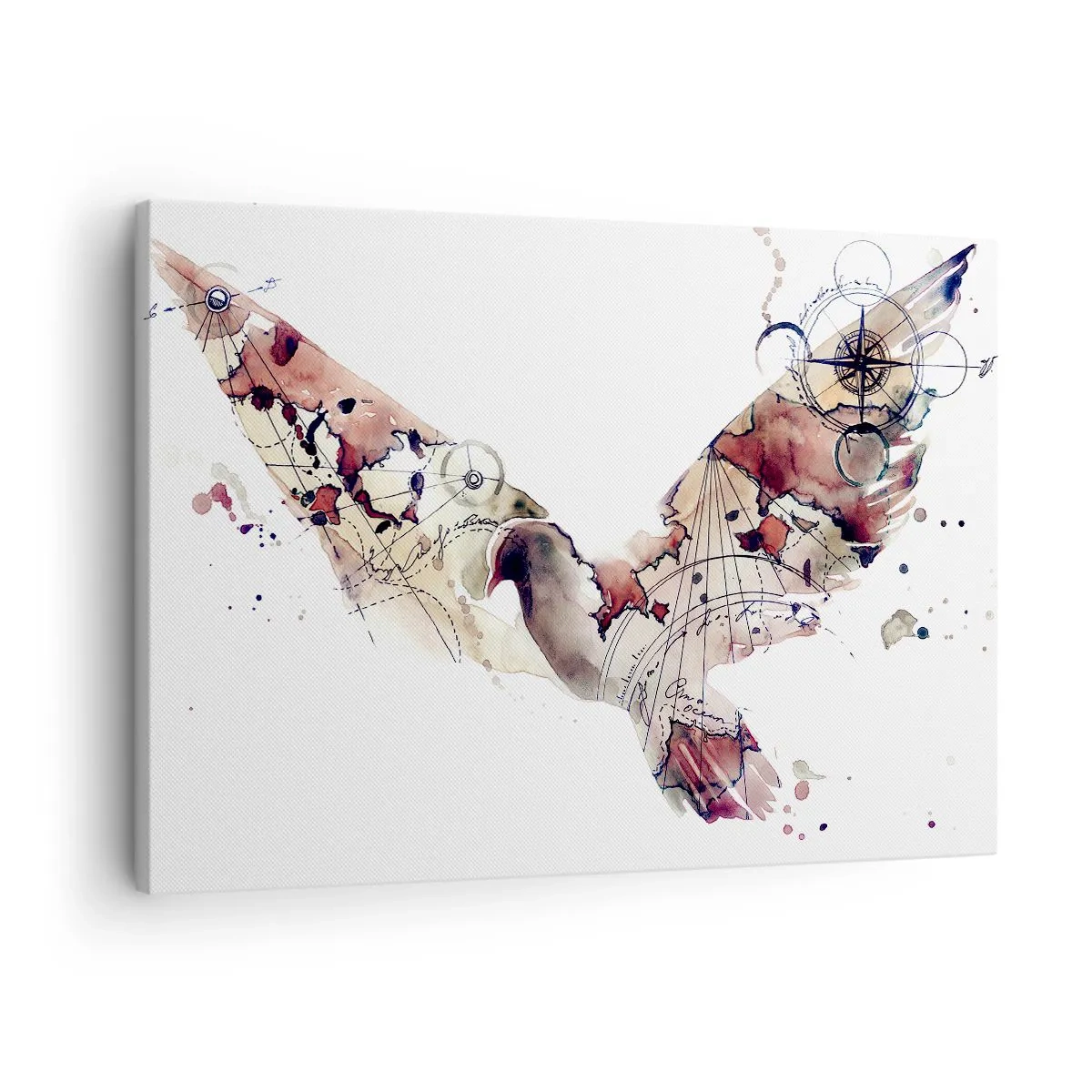 Cuadro sobre lienzo - Impresión de Imagen - Silueta artística de pájaro con patrones geométricos. - 70x50cm - Vagabundo volador - Decoración de pared moderna para salón y dormitorio ARTTOR
