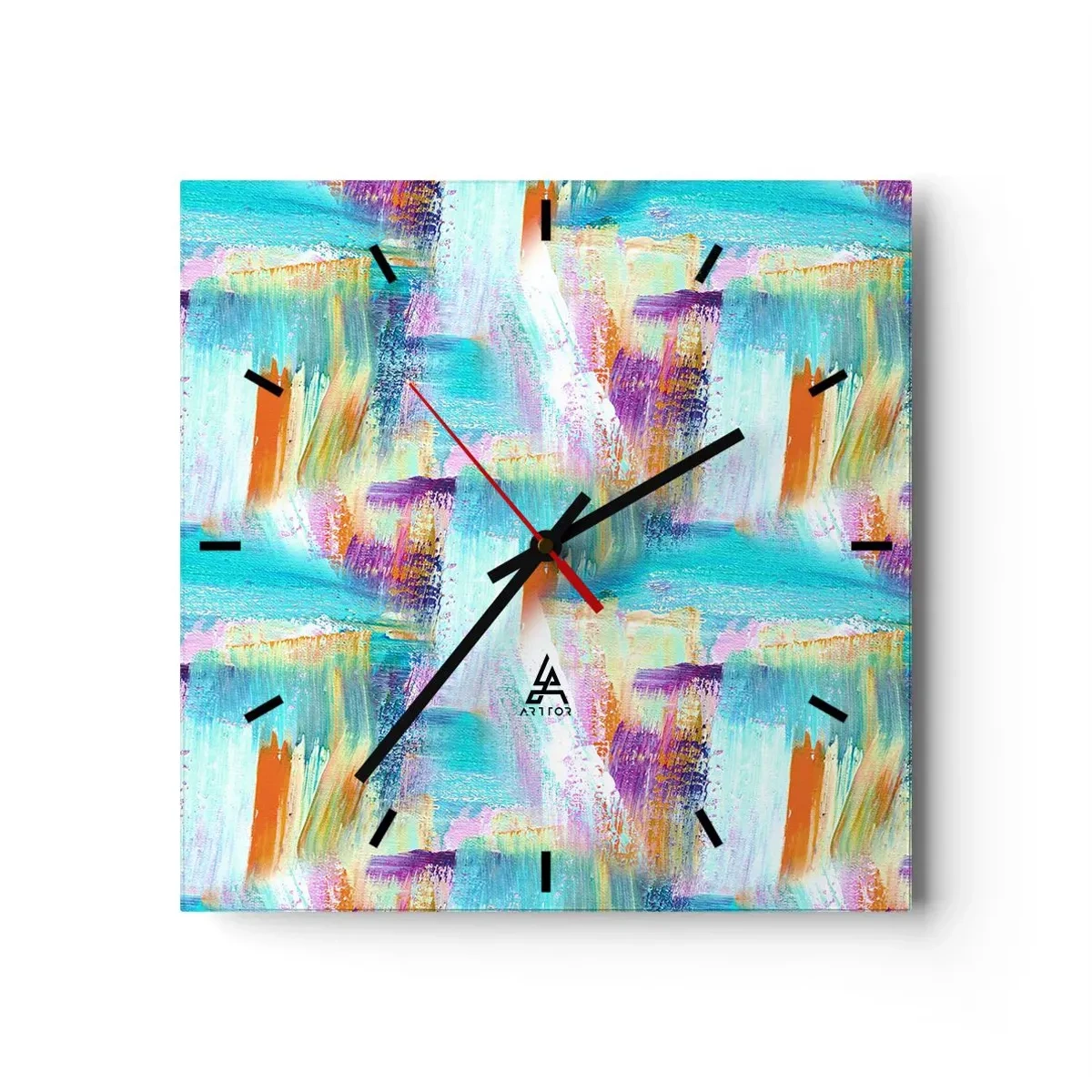 Reloj de pared - Reloj de vidrio - Un alegre traductor de garabatos - 40x40 cm