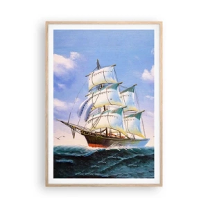 Póster en marco roble claro - Orgulloso con el viento - 70x100 cm