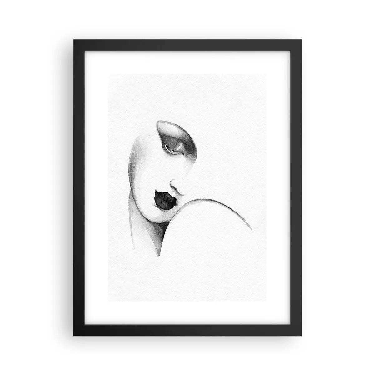 Póster en marco negro - Pensativa - 30x40 cm