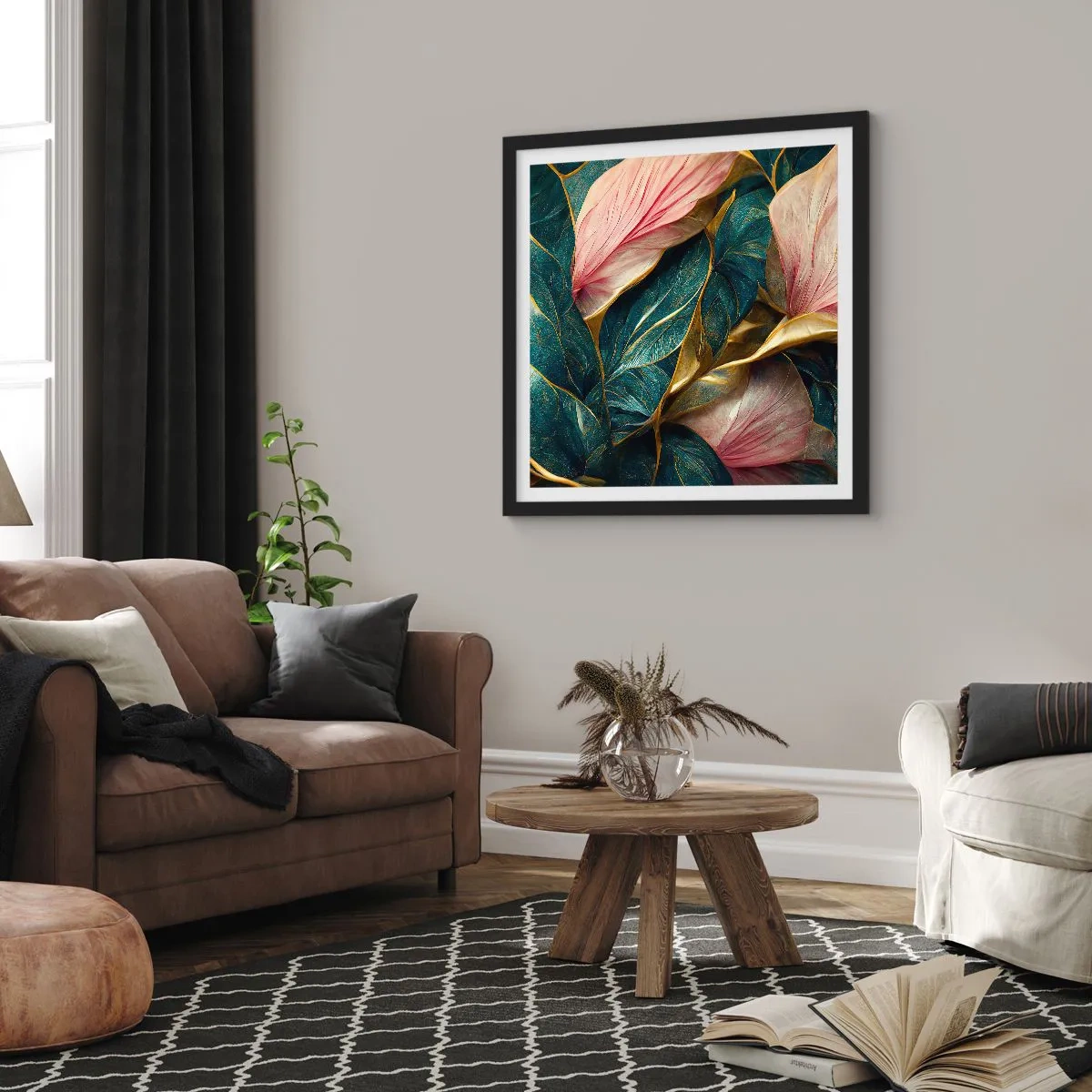 Póster en marco negro - Elegancia y estilo naturales - 30x30 cm