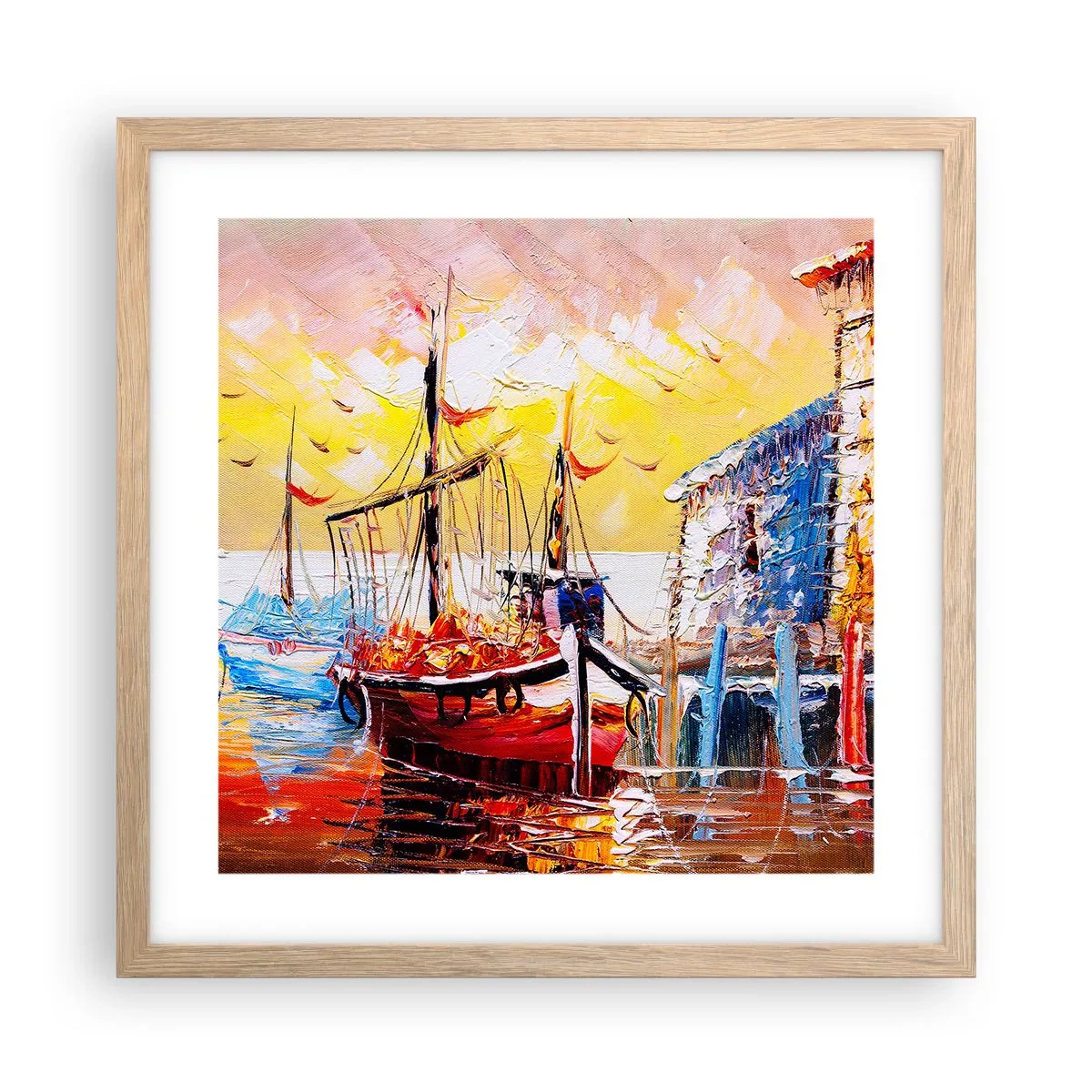 Póster en marco roble claro - Feliz regreso - 40x40 cm