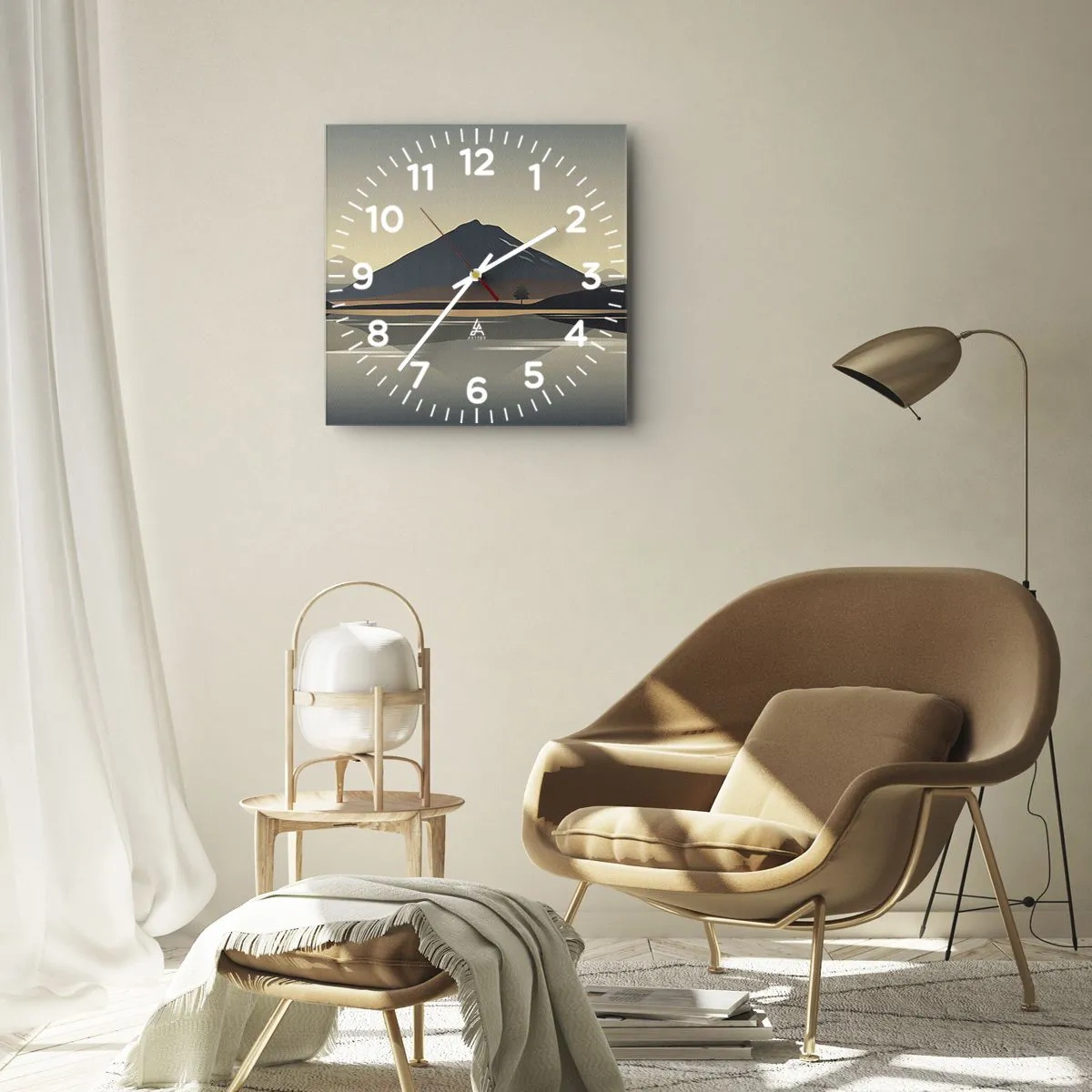 Reloj de pared - Reloj de vidrio - Reflejo de espejo - 40x40 cm