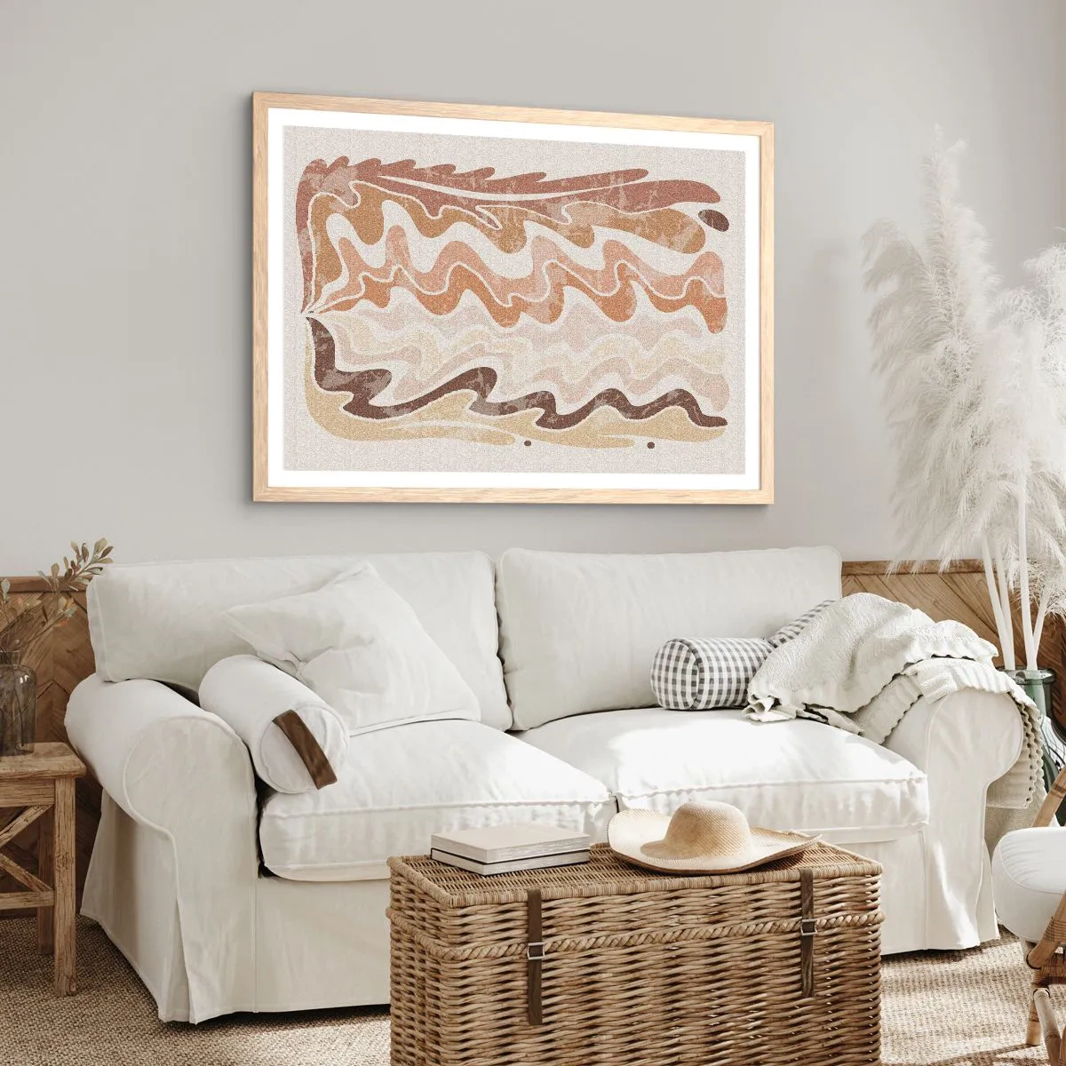 Póster en marco roble claro - Buena energía - buenas emociones - 70x50 cm