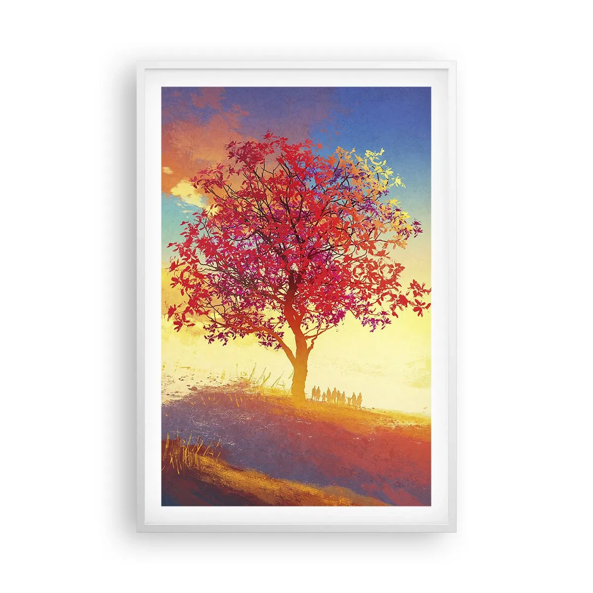 Póster en marco blanco - Un peregrino en su destino - 61x91 cm