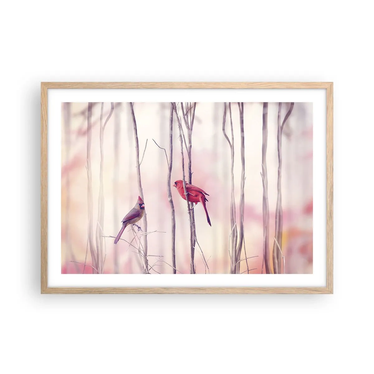 Póster en marco roble claro - Historia de un bosque rosa - 70x50 cm