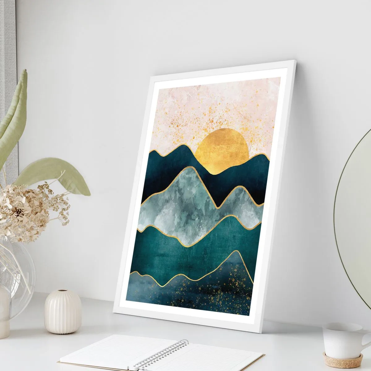 Póster en marco blanco - Más allá de las siete montañas - 70x100 cm