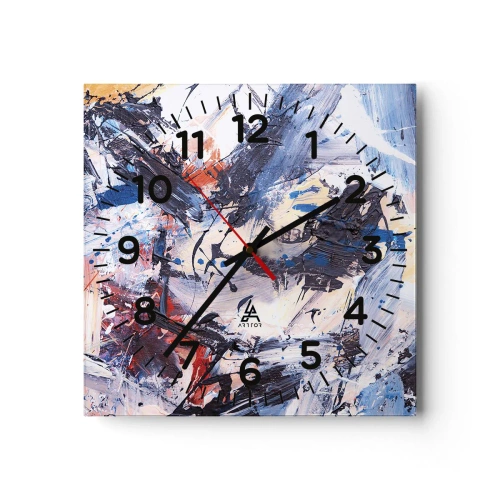Reloj de pared - Reloj de vidrio - Danza loca de la abstracción - 30x30 cm