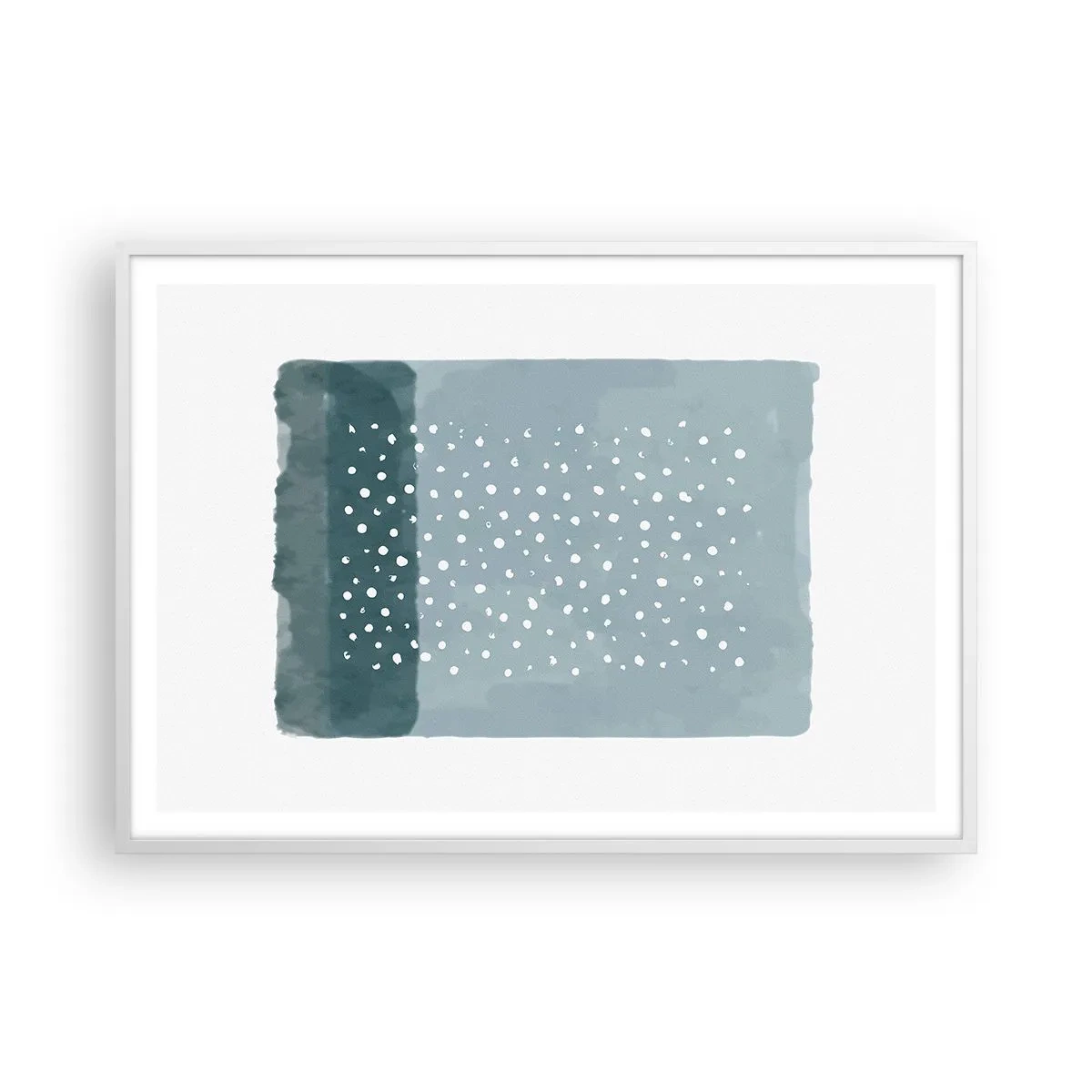 Póster en marco blanco - Creación sobre azul - 100x70 cm