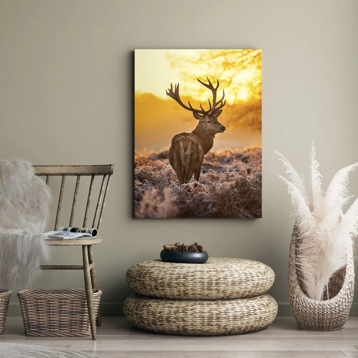 Cuadro sobre lienzo - Impresión de Imagen - Rey del bosque de otoño - 45x80 cm