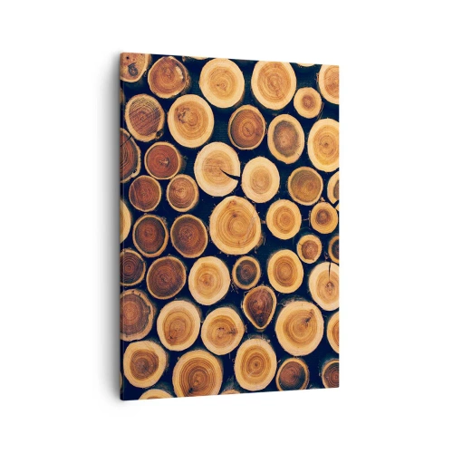 Cuadro sobre lienzo - Impresión de Imagen - Patrón elaborado a partir de secciones transversales de troncos de madera. - 50x70cm - ¿Qué edad tengo? - Decoración de pared moderna para salón y dormitorio ARTTOR