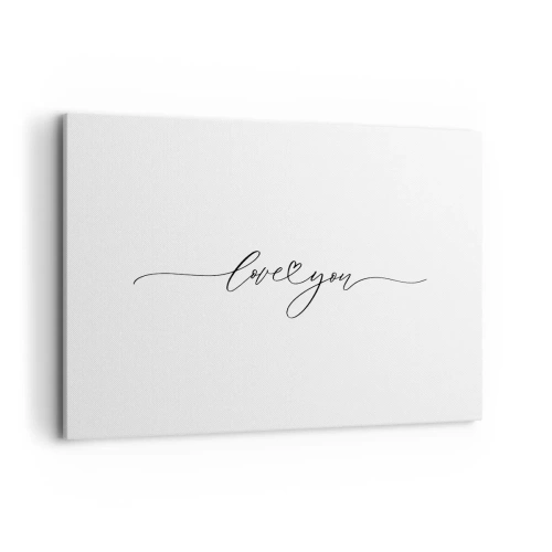 Cuadro sobre lienzo - Impresión de Imagen - La inscripción "Te amo" en una fuente elegante. - 120x80cm - Negro sobre blanco - Decoración de pared moderna para salón y dormitorio ARTTOR