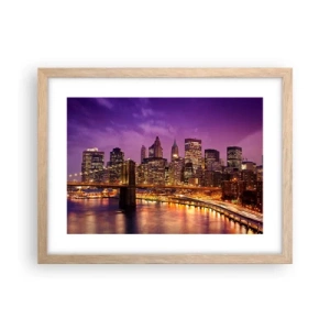 Póster en marco roble claro - Manhattan púrpura y dorado - 40x30 cm