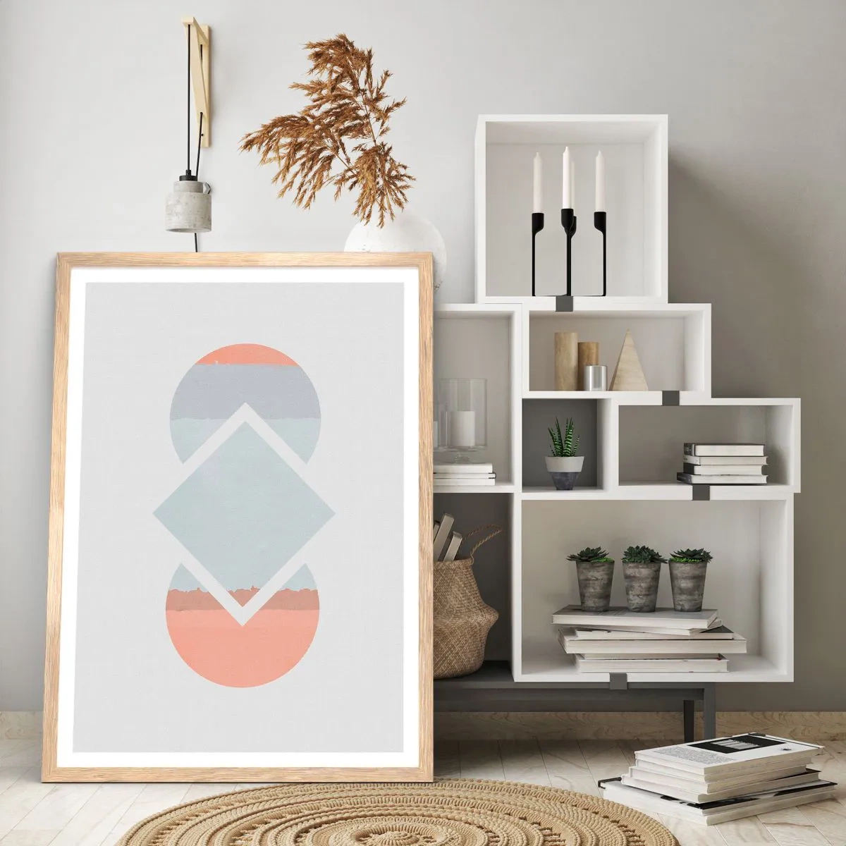 Póster en marco roble claro - Arte geométrico - 40x50 cm