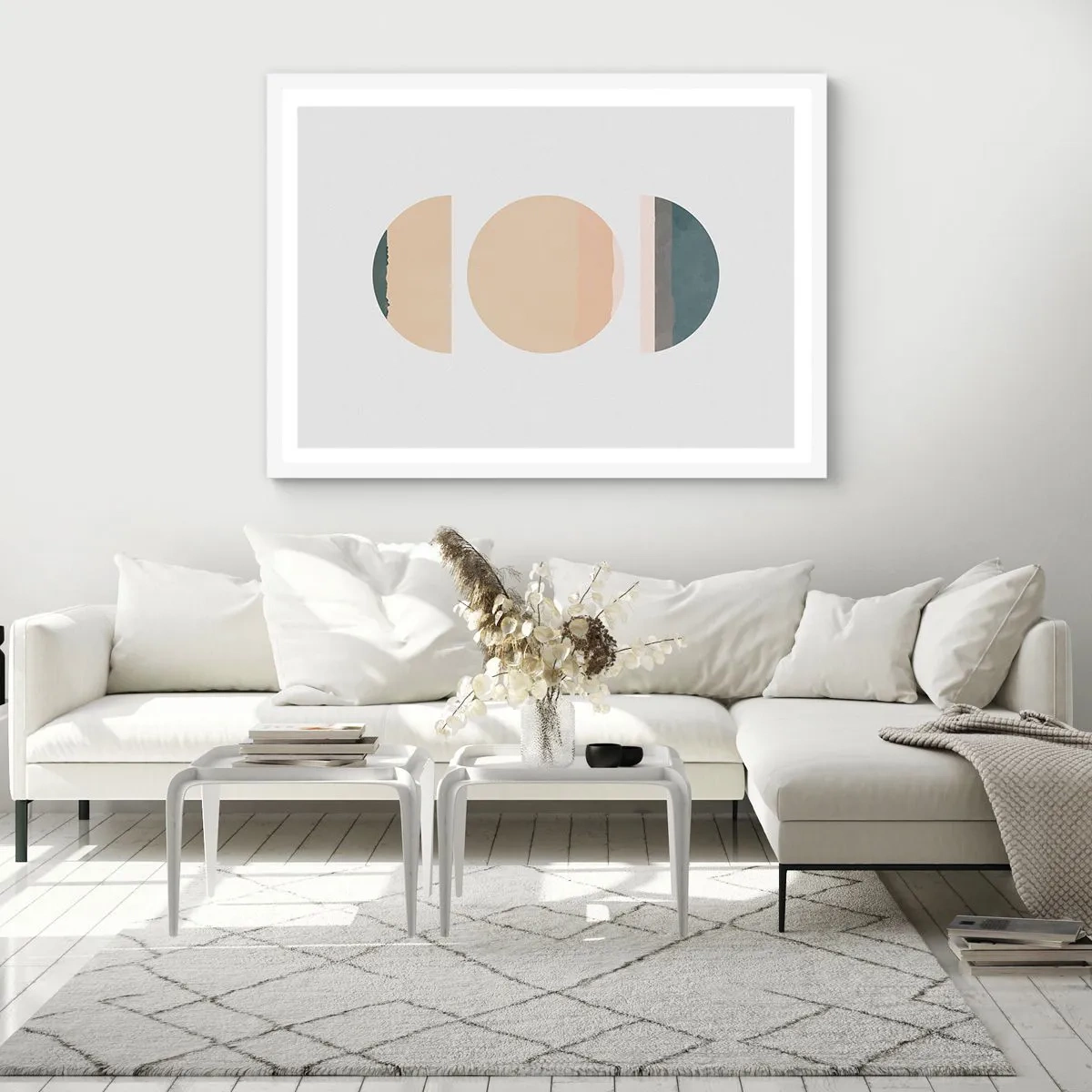 Póster en marco blanco - Círculo tras círculo - 100x70 cm