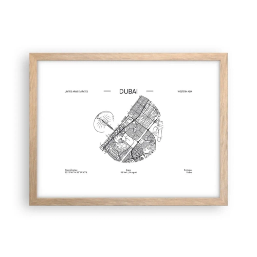 Póster en marco roble claro - Anatomía de Dubái - 40x30 cm