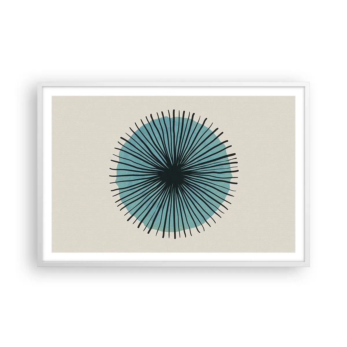 Póster en marco blanco - Radiante en azul - 91x61 cm