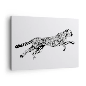 Cuadro sobre lienzo - Impresión de Imagen - Gráfico minimalista de un guepardo en movimiento. - 70x50cm - El más veloz del mundo - Decoración de pared moderna para salón y dormitorio ARTTOR