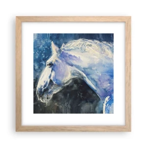 Póster en marco roble claro - Retrato en un resplandor azul - 30x30 cm