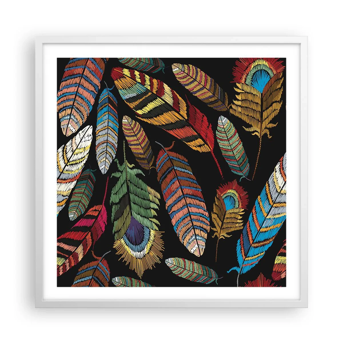 Póster en marco blanco - Carnaval de las aves - 60x60 cm